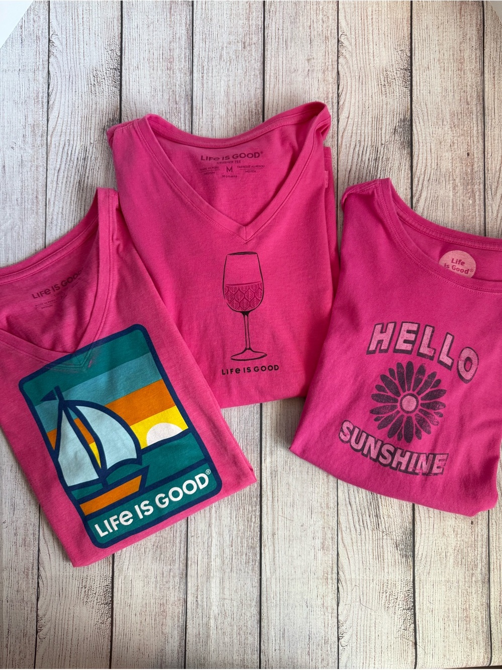 LIFE IS GOOD Pink Shirt Lot Medium